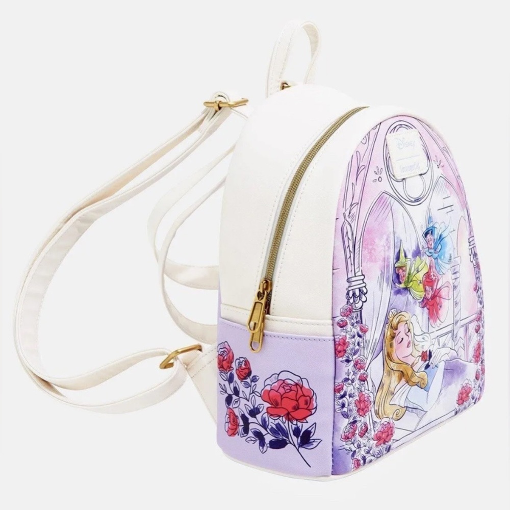 Loungefly Disney Sleeping Beauty Flowers & Three Good Fairies Mini Backpack NWT​ - Picture 2 of 4